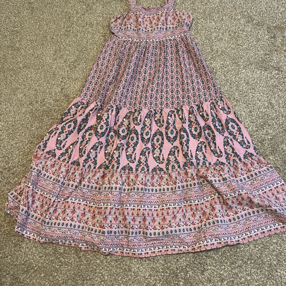 Knox Rose Pink and Blue Floral Pattern Midi Dress